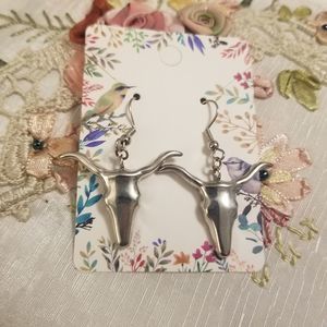 "Best" Longhorn Silver Earrings Unstamped